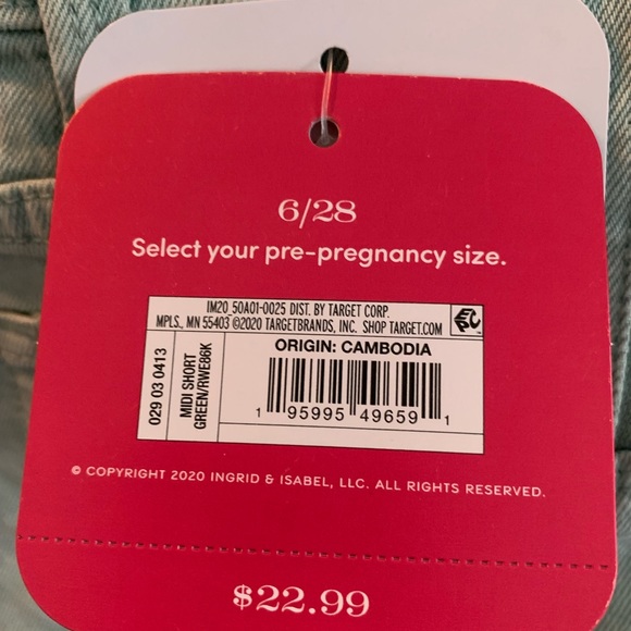 NWT Maternity MIDI Denim Shorts Size 6/28 - Picture 6 of 6